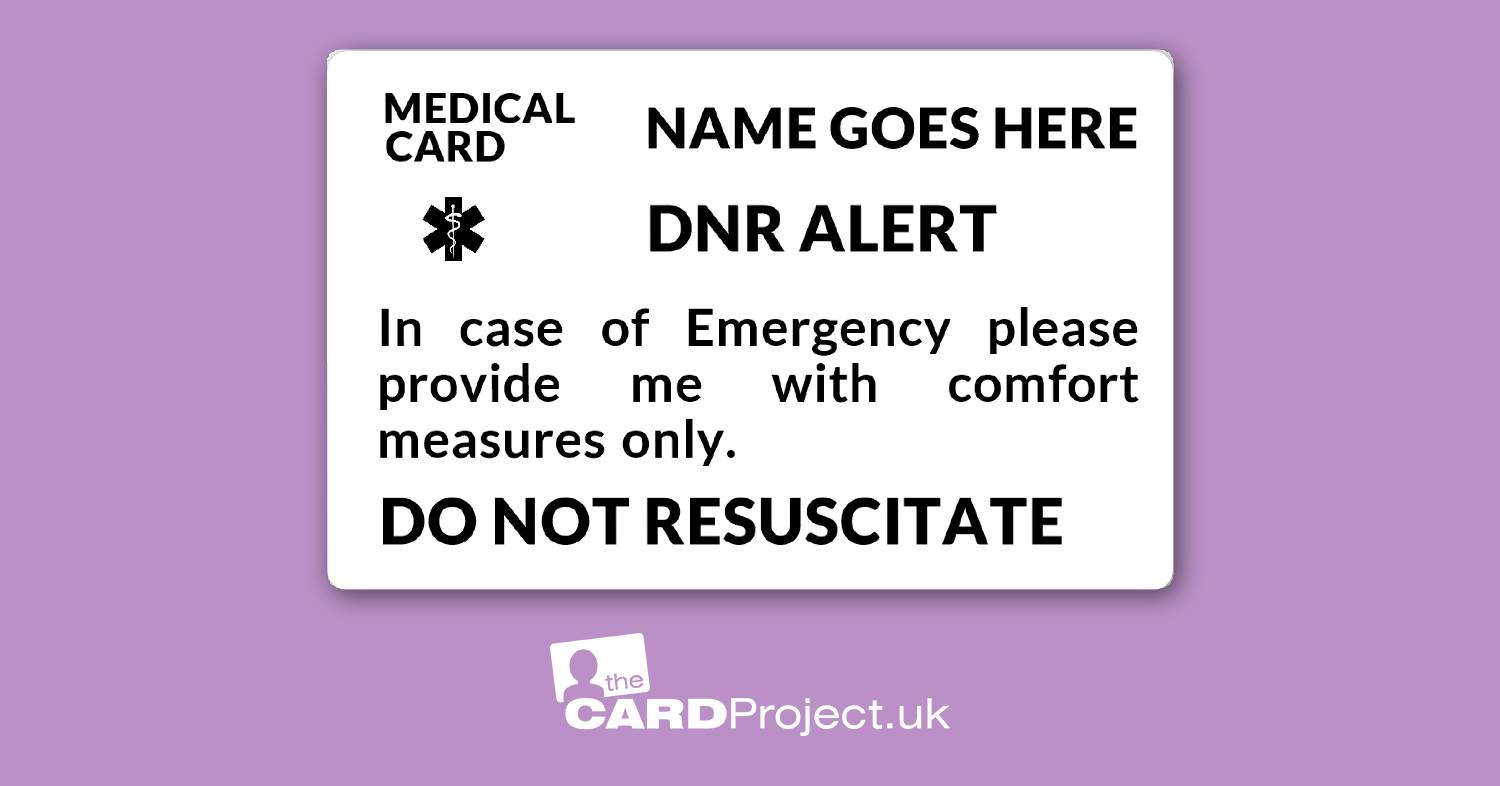 DNR Mono Medical ID Alert Card (FRONT)
